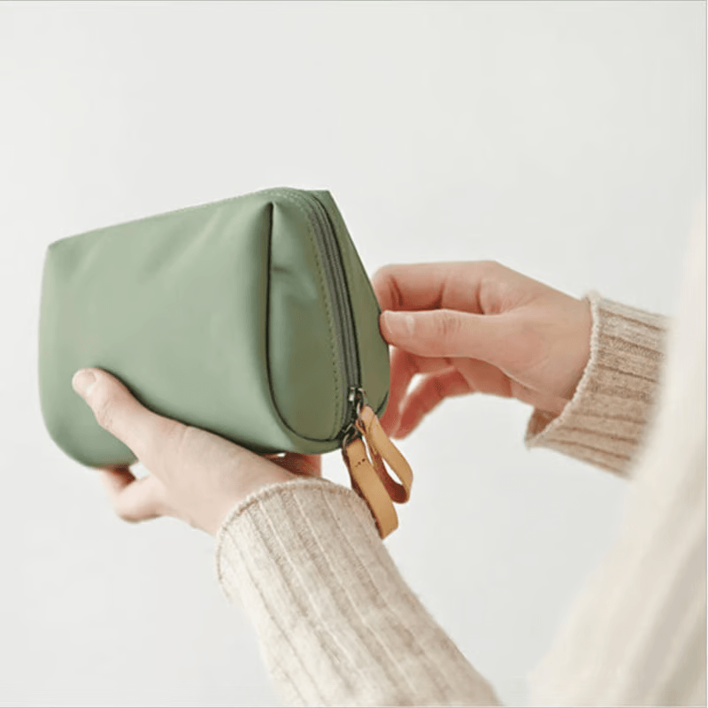 CosmoZip - Bolsa cosmética de cor sólida com zíper duplo