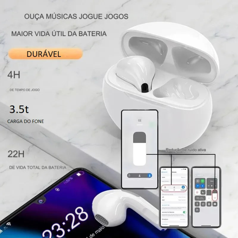 Wave6-Pro - Fone de Ouvido Bluetooth com Som de Alta Definição