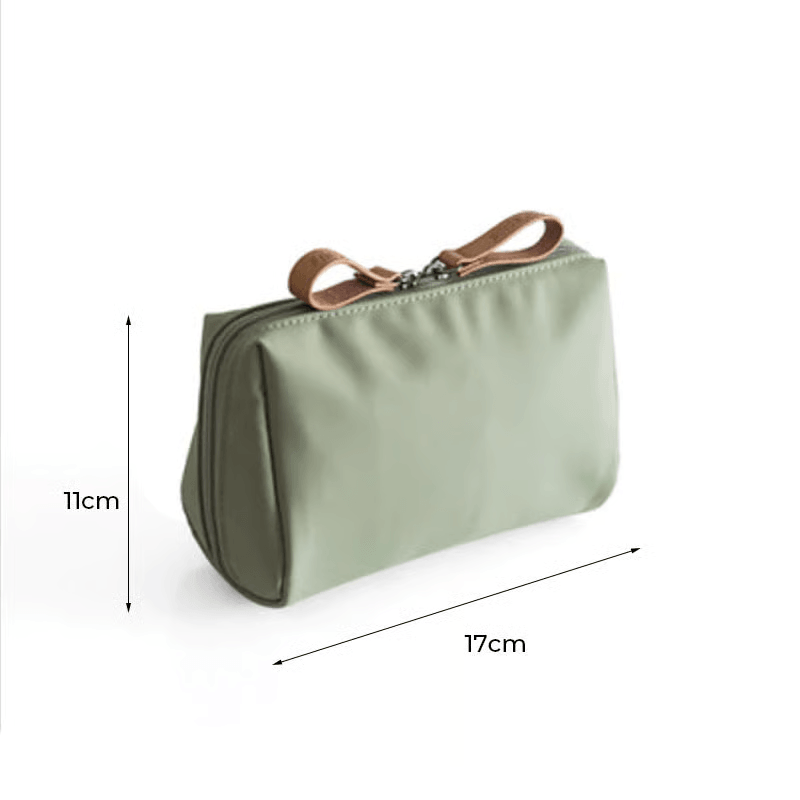 CosmoZip - Bolsa cosmética de cor sólida com zíper duplo