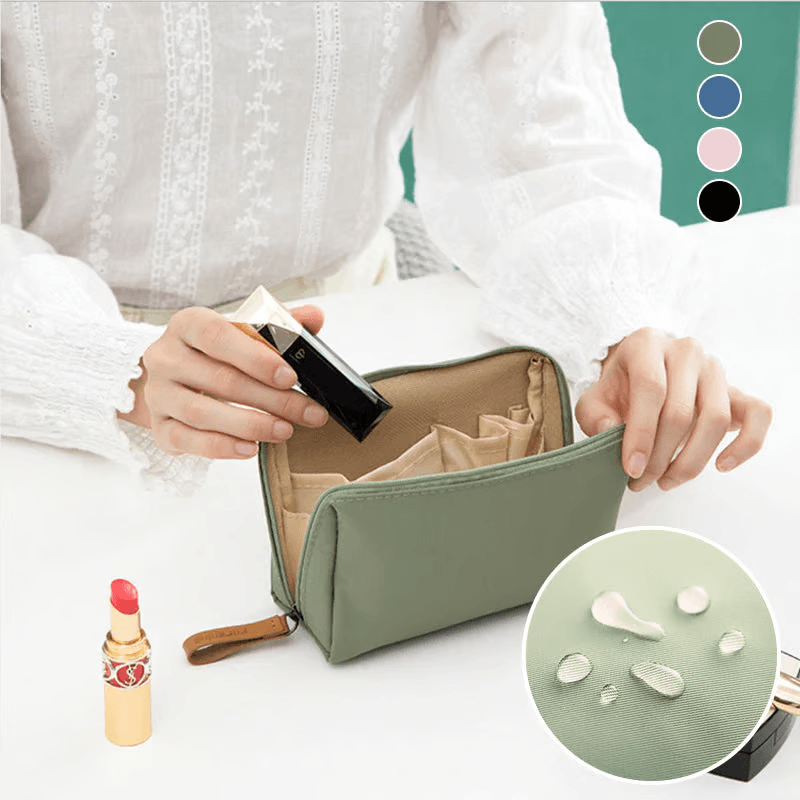 CosmoZip - Bolsa cosmética de cor sólida com zíper duplo